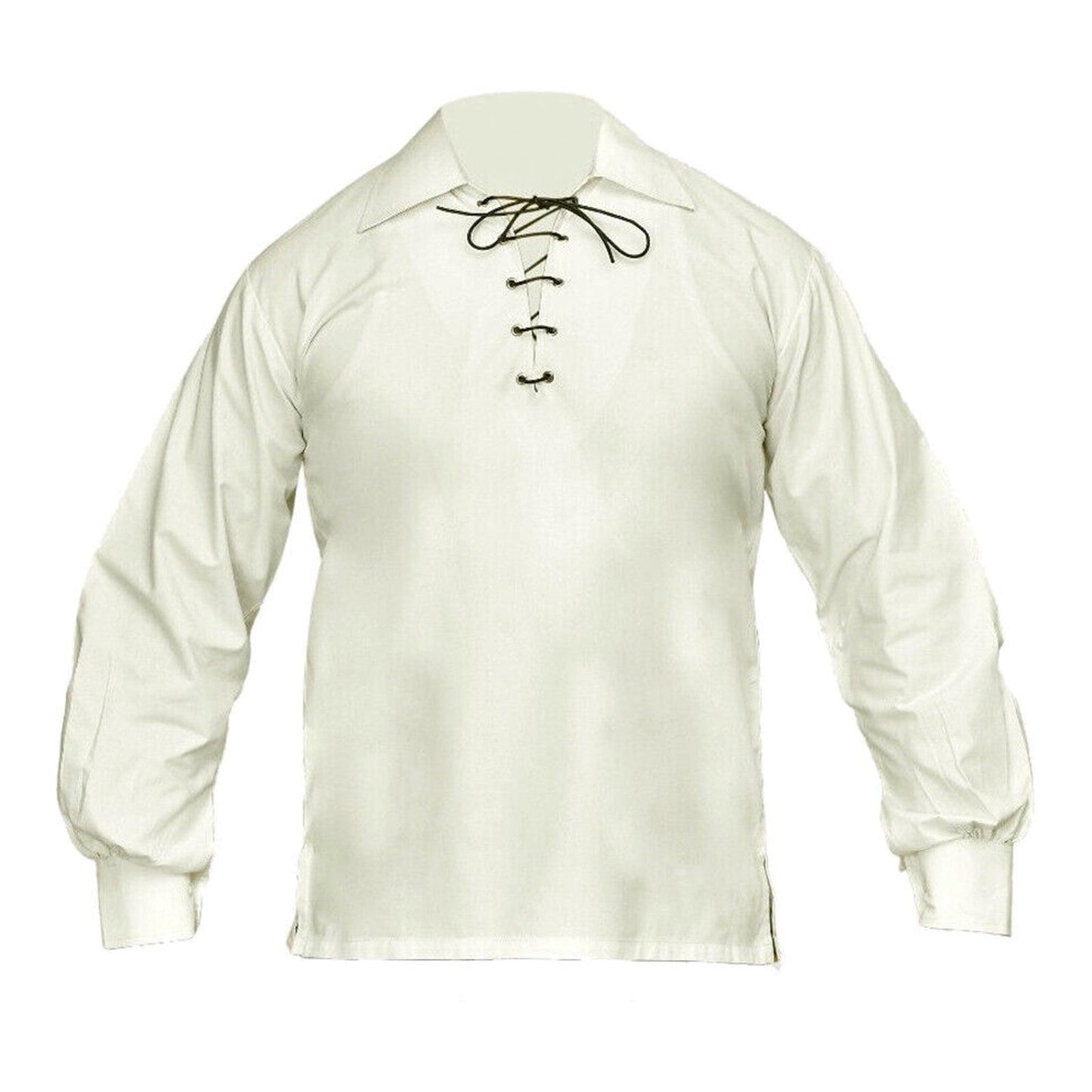 Jacobite Ghillie Shirt for Men – Traditional Highland Kilt Shirt with Lace-Up Neckline