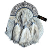 Premium Grey Rabbit Fur Dress Sporran with Celtic Cantle