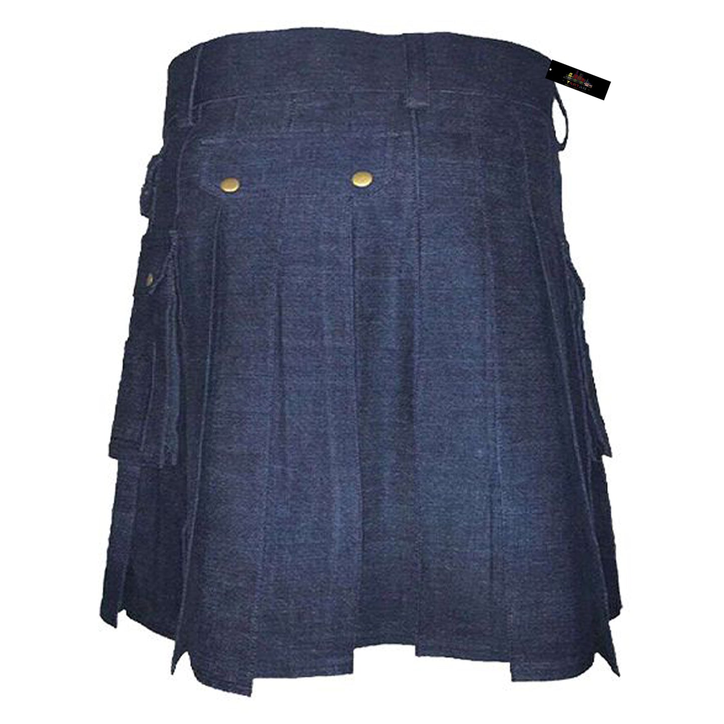Men’s Blue Denim Utility Kilt – Modern Scottish Style with Rugged Edge