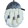 Rampant Lion White Fur Dress Sporran – Traditional Highland Accessory with Chrome Cantle