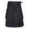 Men’s Black Denim Rugged Utility Kilt – Tactical Streetwear with Scottish Edge