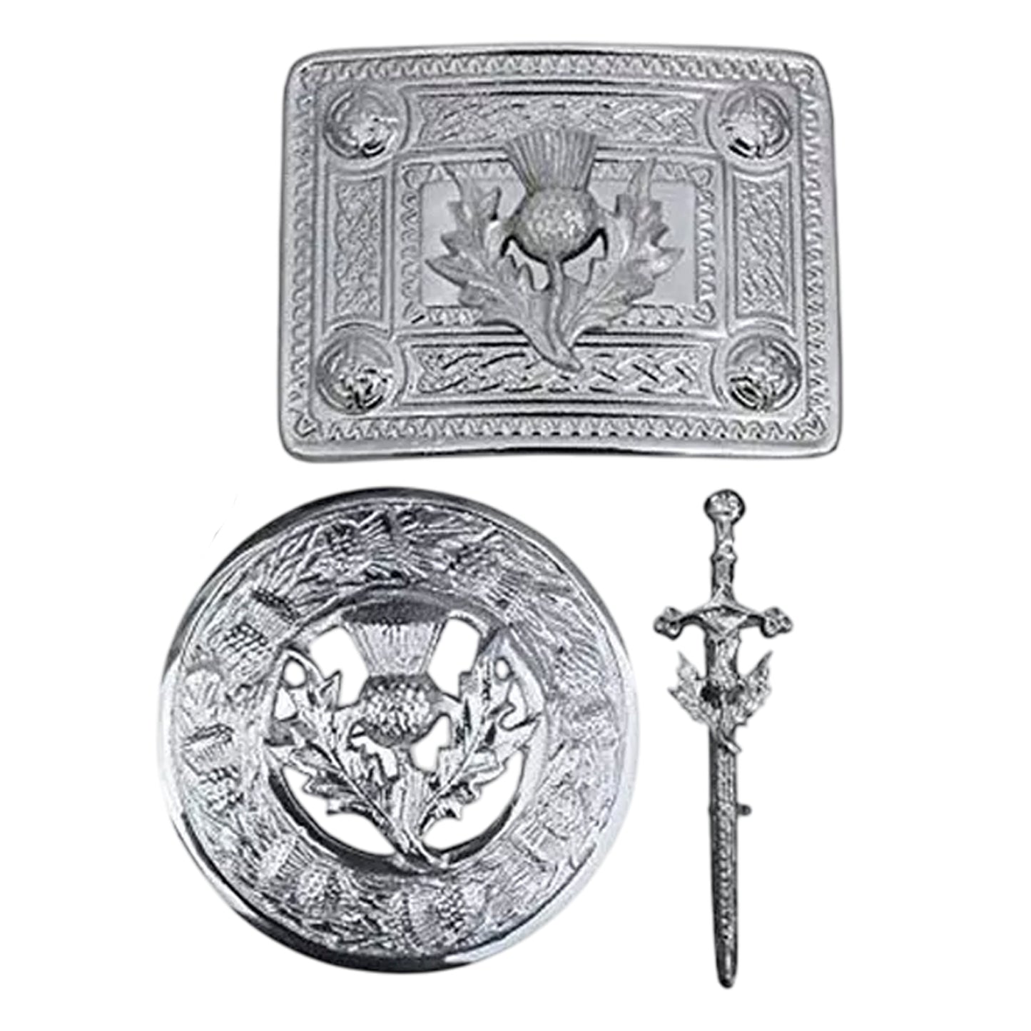 Scottish Kilt Brooch & Belt Buckle Set – Celtic Pin and Buckle Combo for Highland Outfits