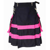 Men’s Black Denim Kilt with Pink Stripes – Bold Utility Kilt for Alternative Street Style