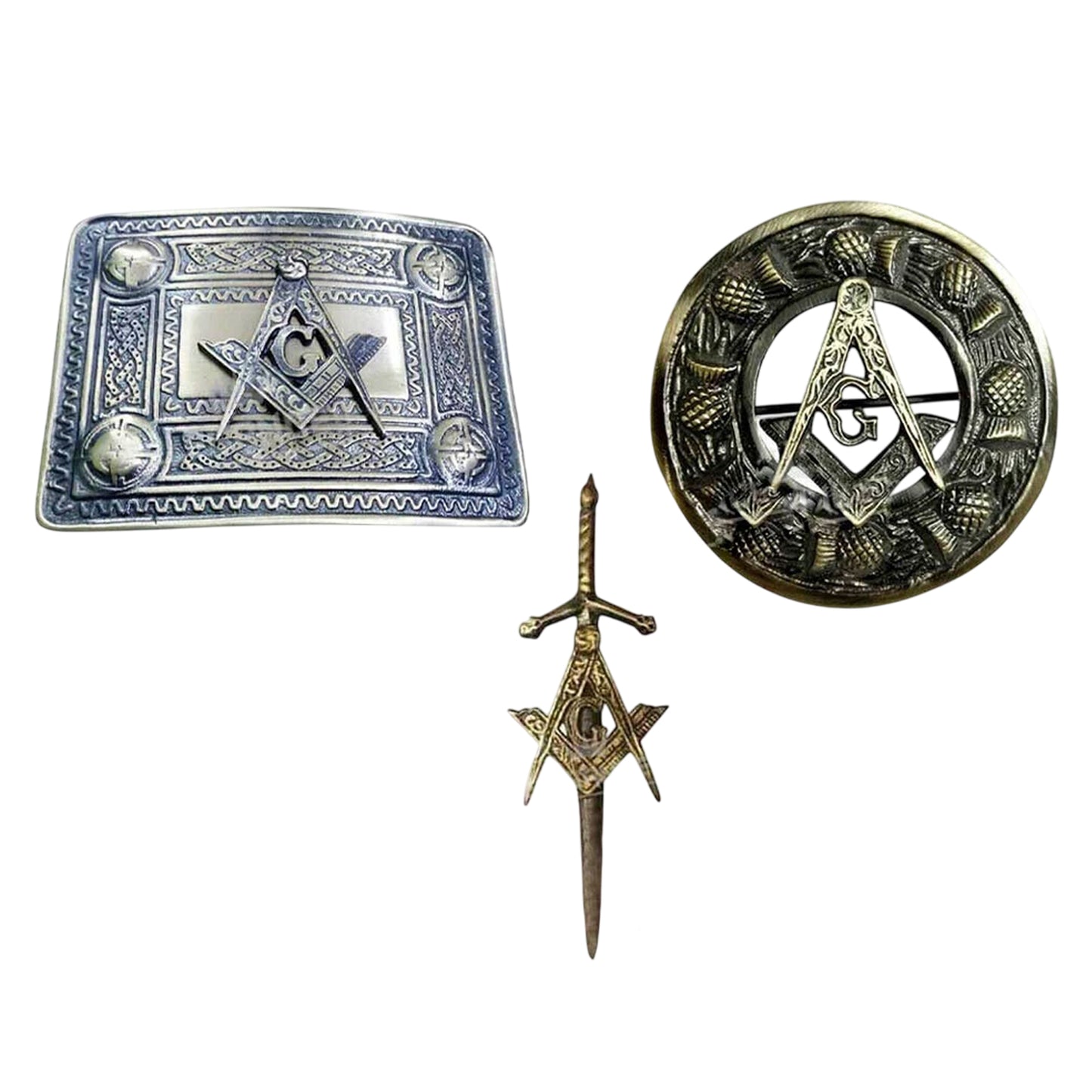 Scottish Kilt Brooch & Belt Buckle Set – Celtic Pin and Buckle Combo for Highland Outfits