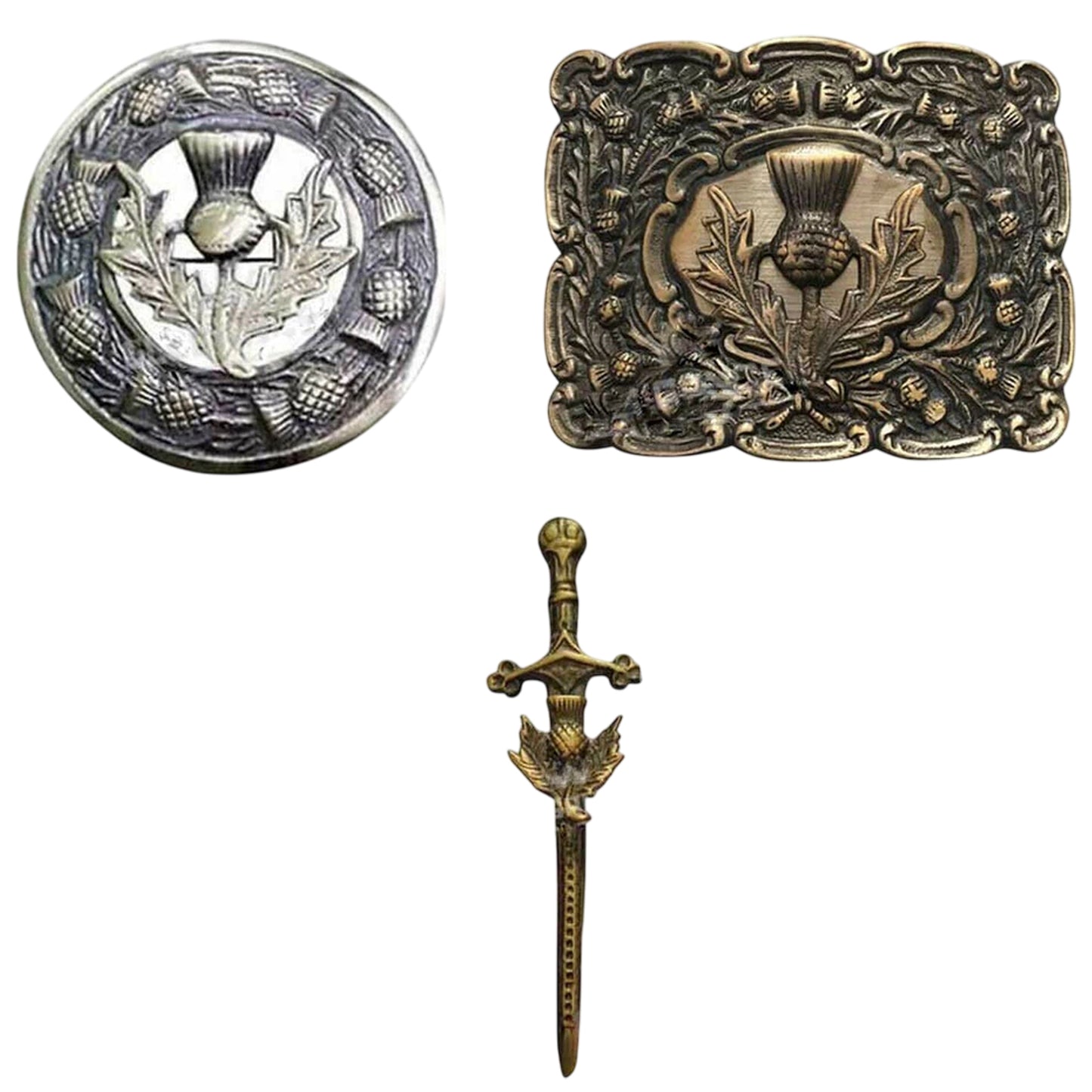 Scottish Kilt Brooch & Belt Buckle Set – Celtic Pin and Buckle Combo for Highland Outfits