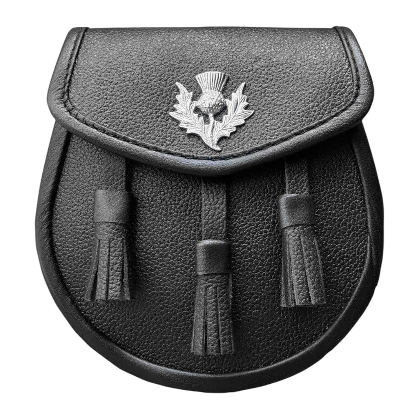 Genuine Leather Thistle Sporran In Black Color