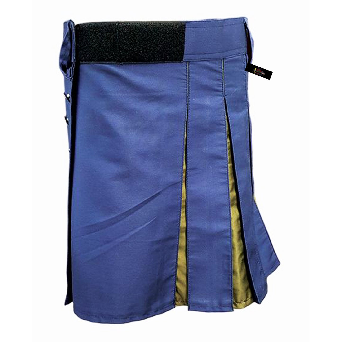 Hybrid Utility Kilt – Blue with Golden Contrast Fabric for Men
