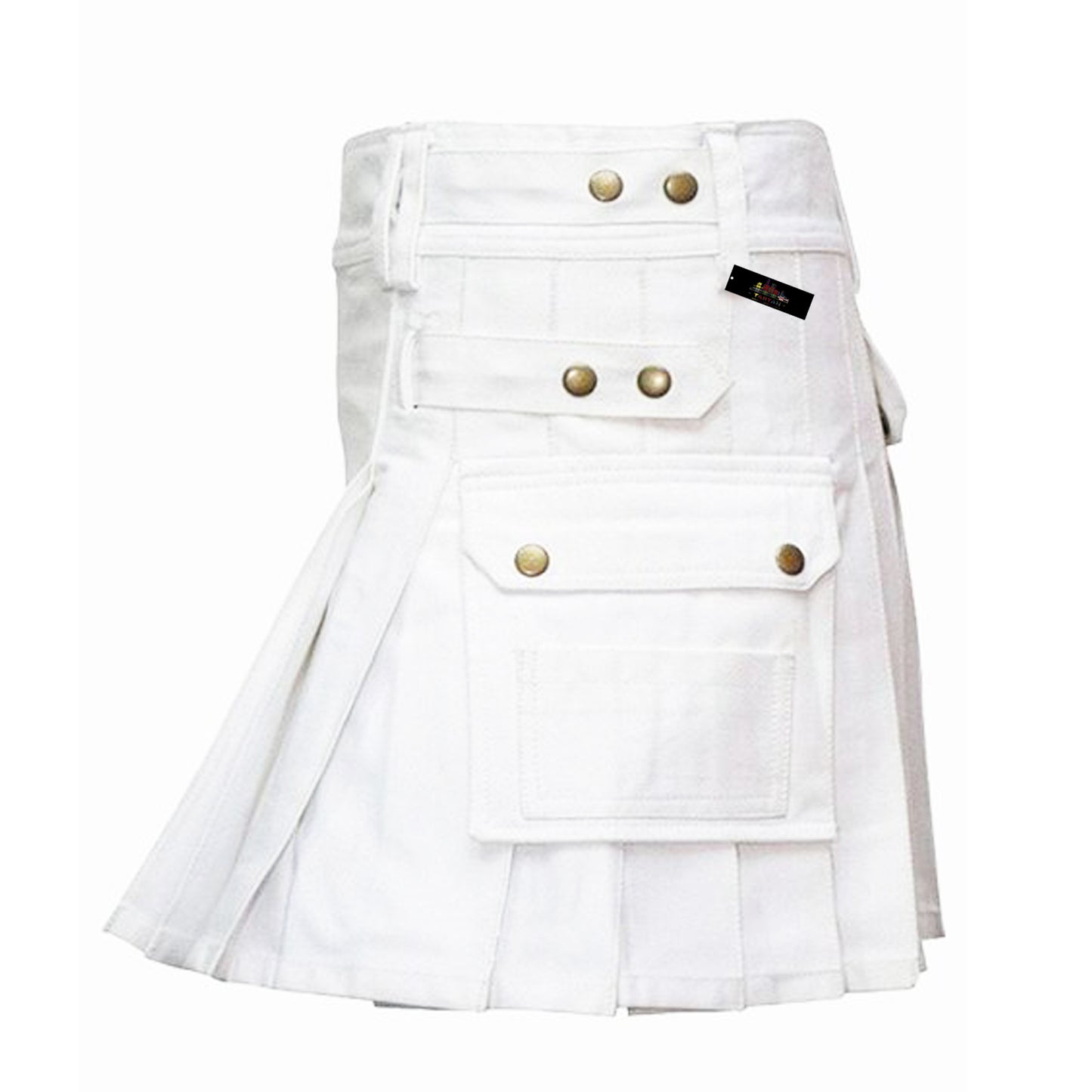 Men’s White Utility Kilt – Rugged, Clean & Functional