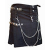 Black Utility Kilt for Men – Chains, D-Rings & Tactical Edge