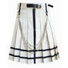 White Utility Kilt with Black Stripes & Chains – Men’s Streetwear Style