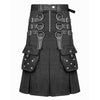 Men’s Black Utility Kilt – Rugged Style with Multi-Straps Closure & Cargo Pockets