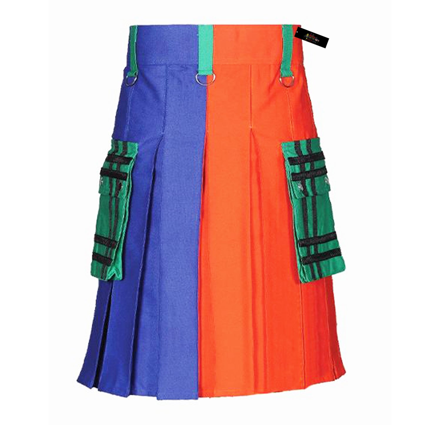 Colorful Multi-Fabric Utility Kilt – Bold, Functional, and Unique