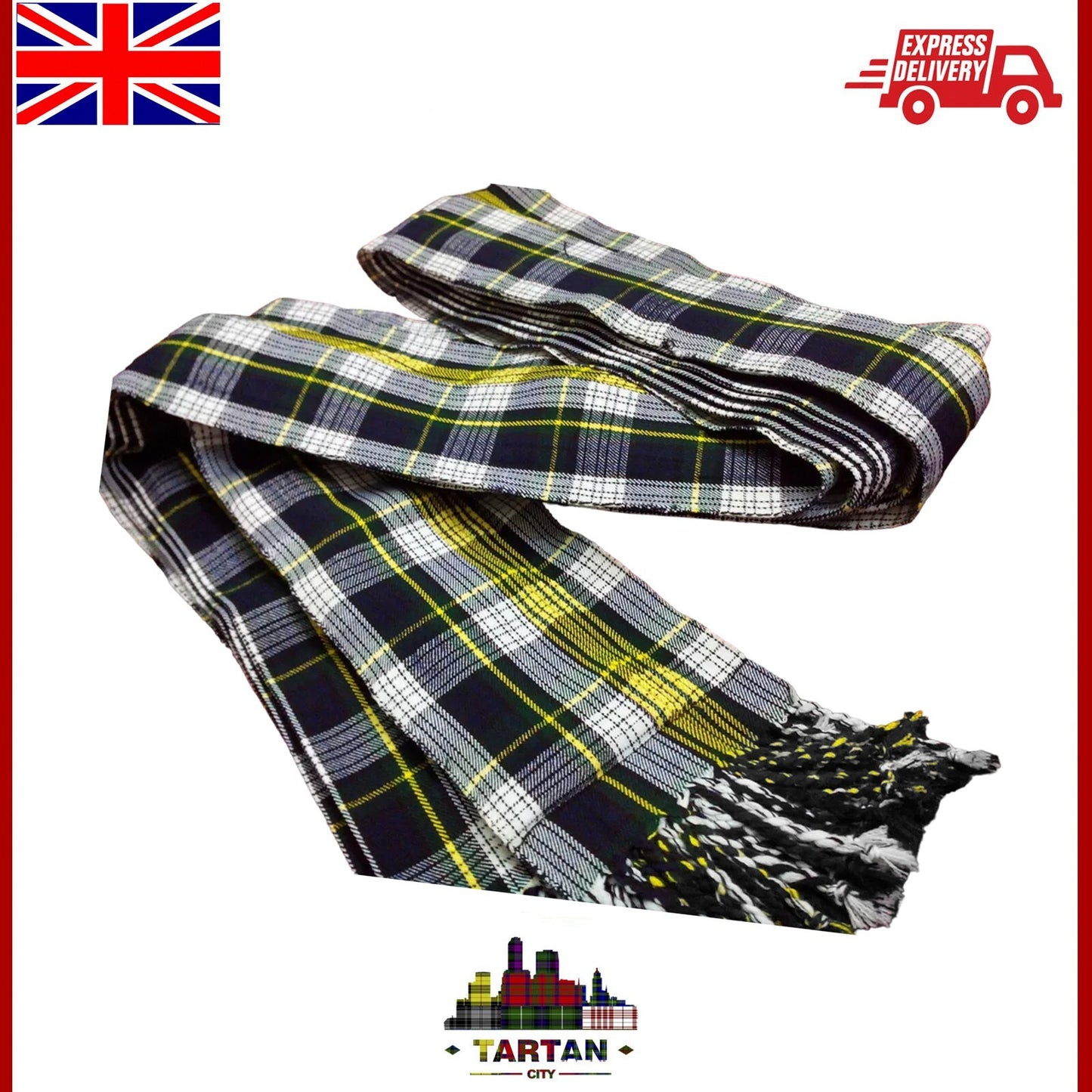 3.5 Yards Dress Gordon Tartan Kilt Fly Plaid – Premium Highland Wear Fabric