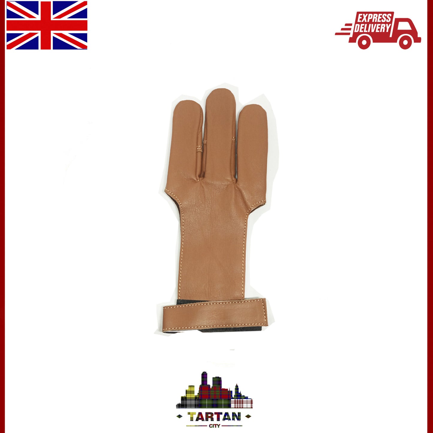 Archery Shooting Glove - Leather Hunting Gloves 3 Finger Bow Hunter gloves XS-XL