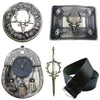 Scottish Kilt Stag Head Kilts Belt/Sporran/Buckle/Pin&Brooch 5 piece Set-TC