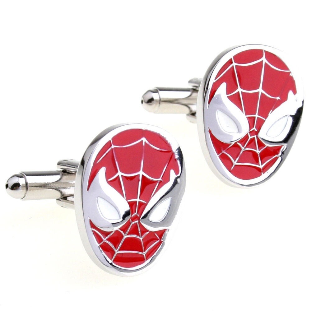 SUPERHERO MENS WEDDING SHIRT CUFFLINKS MARVEL DC Superman Batman Spiderman Gift