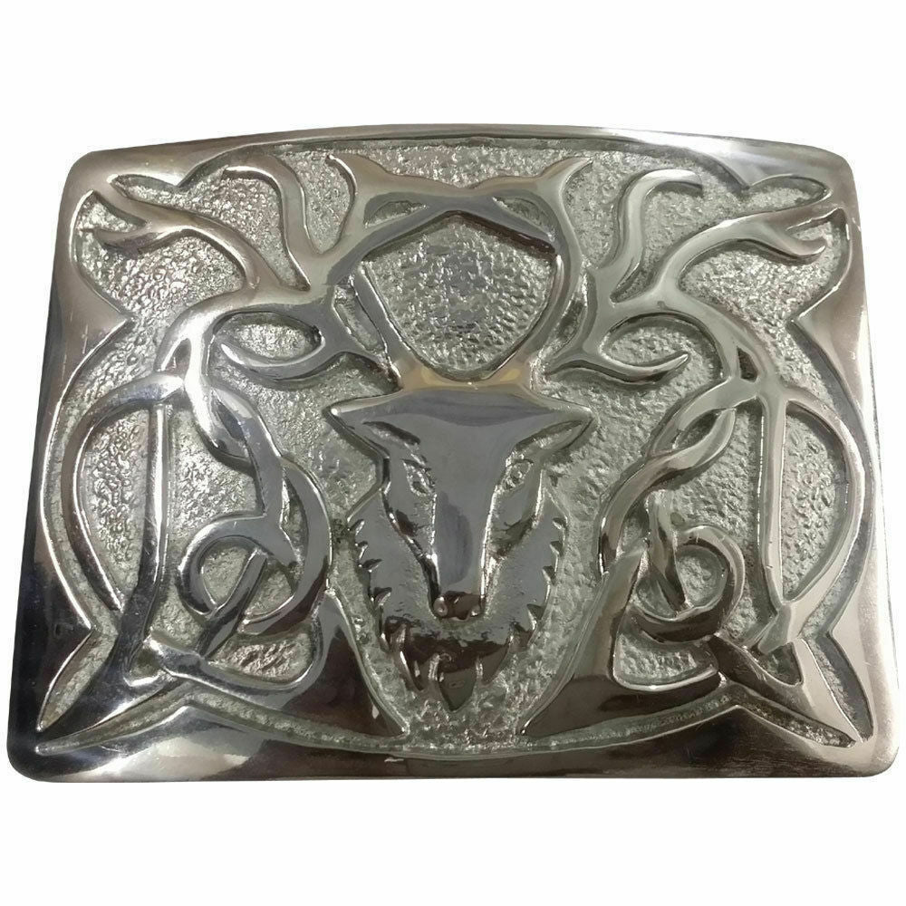 Men’s Scottish Kilt Belt Buckle Stag Head Chrome Finish/stag head Buckle - TC