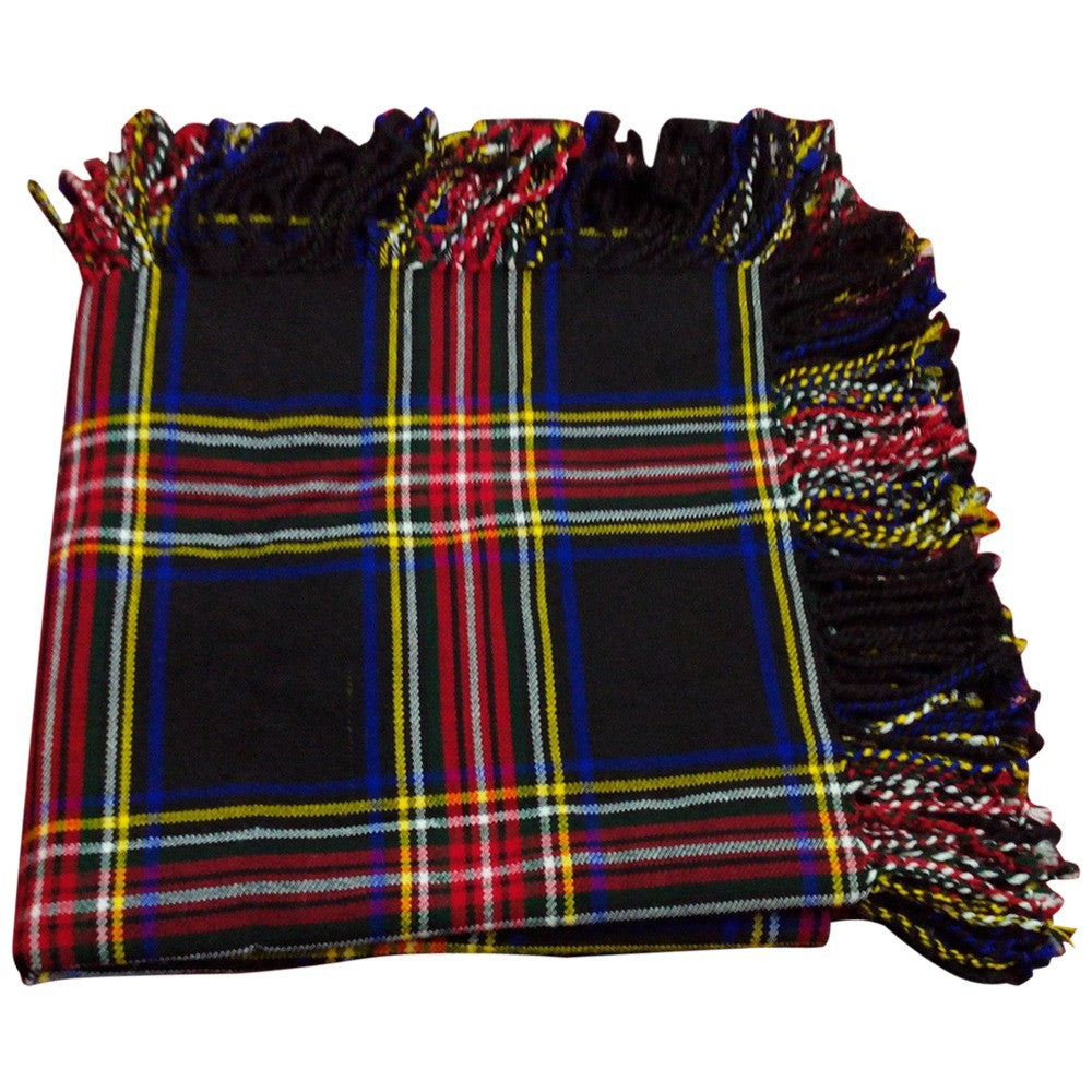 Men’s Kilt Fly Plaids Black Stewart Tartan 48"X 48"/black stewart Plaid