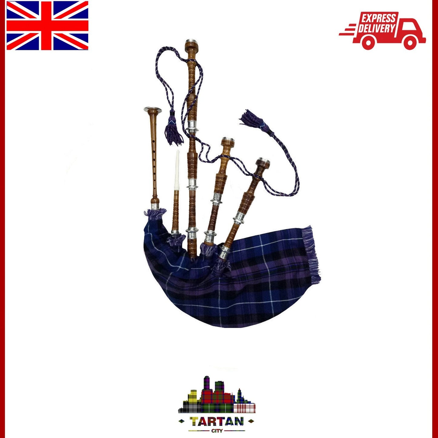 Pride of Scotland Tartan with Rosewood and Silver Detailing by Tartancity