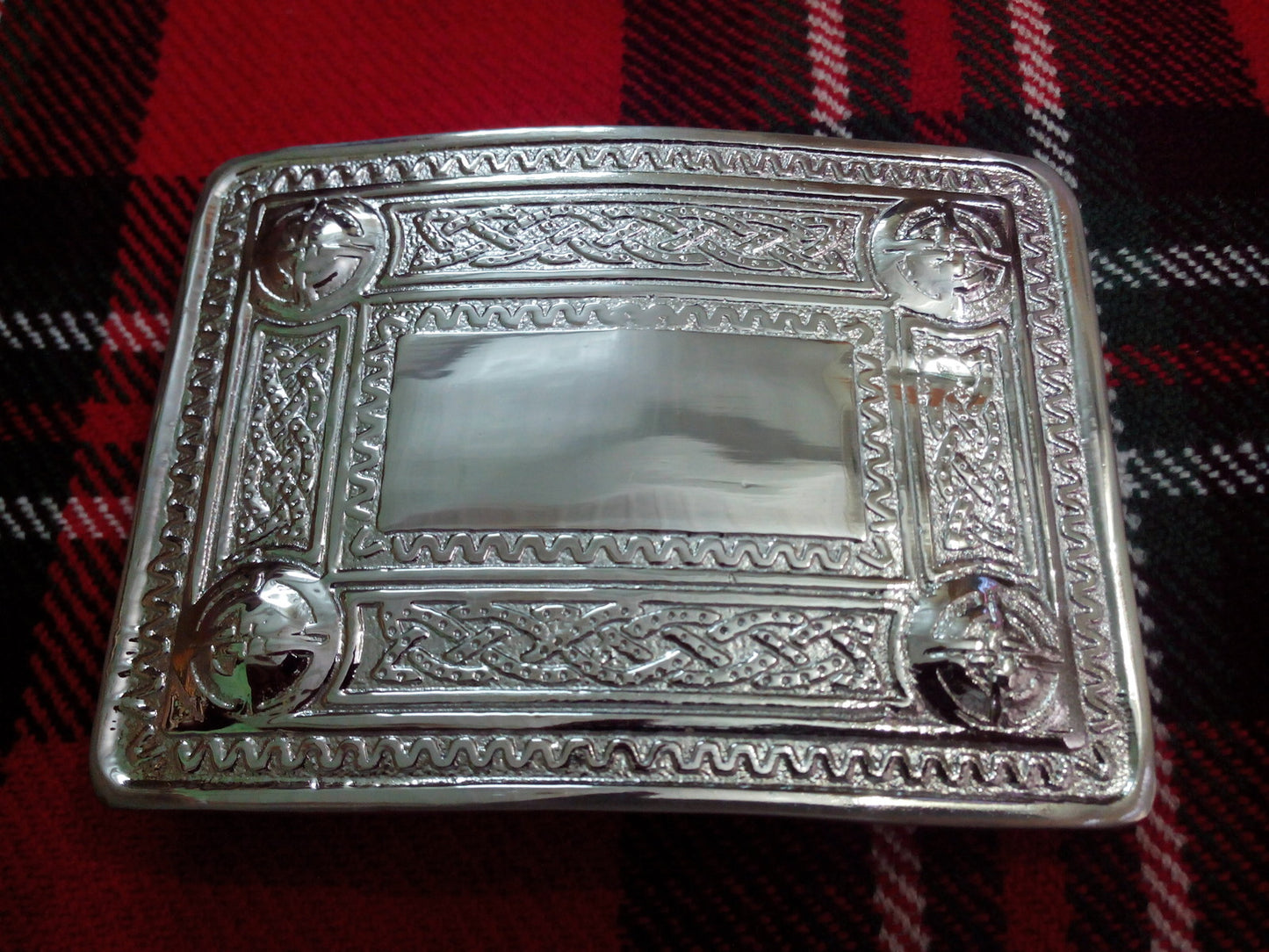 TC Kilt Belt Buckle Thistle 4 Dome Mirror Design/Celtic design kilt belt Buckle