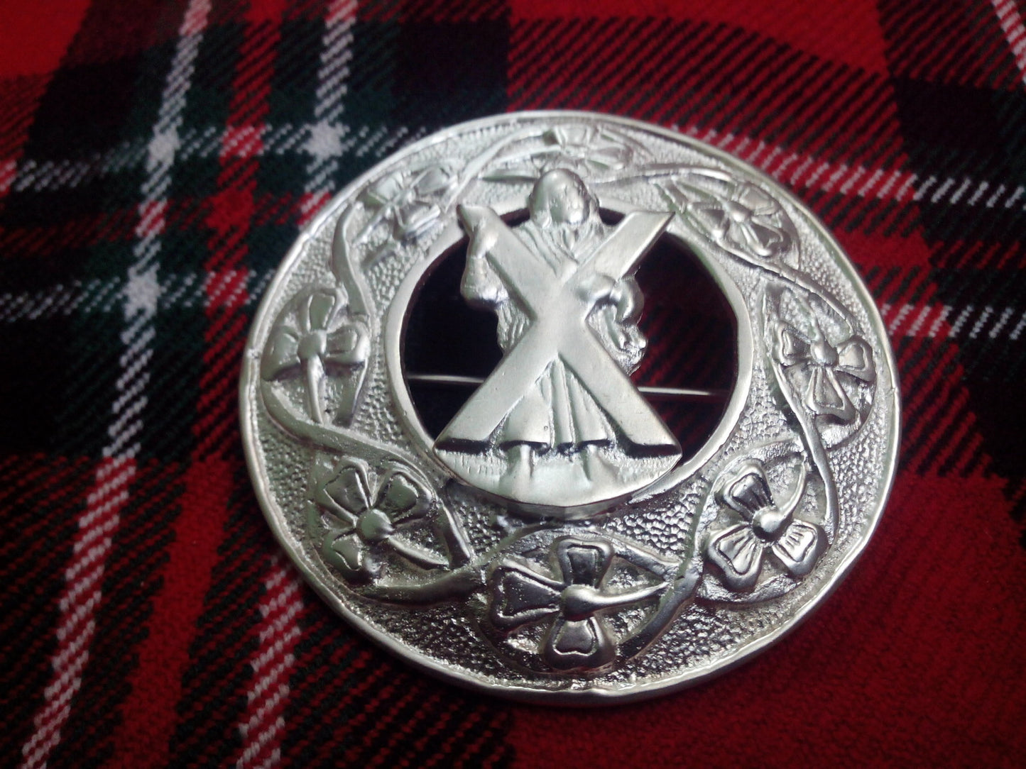 TC Men’s Scottish Kilt Fly Plaid Brooches ST Andrew Silver Plated/plaid brooches