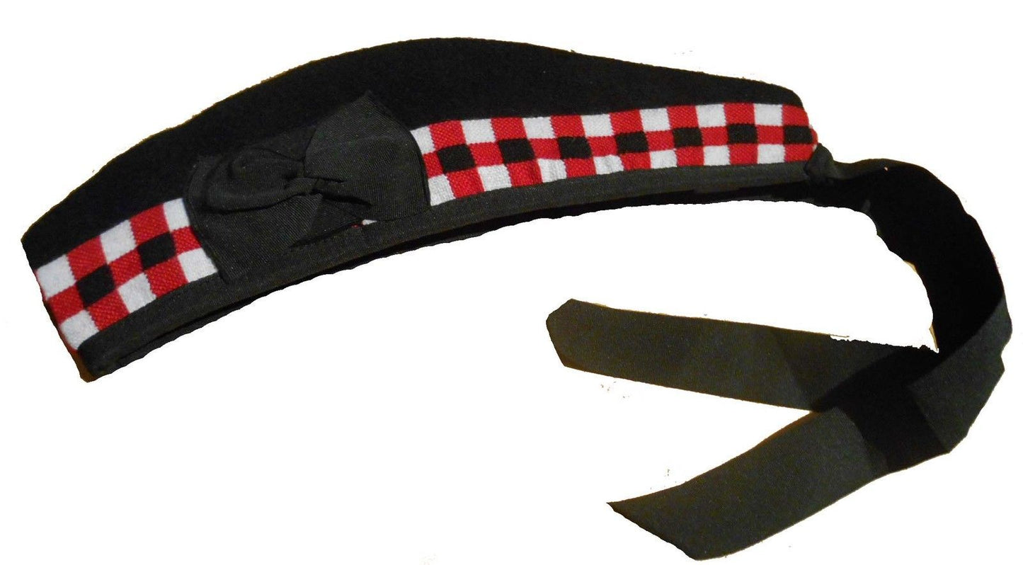 SCOTTISH Glengarry Wool Diced Hat CAP/Glengarry Hat Wool Black Red White Diced