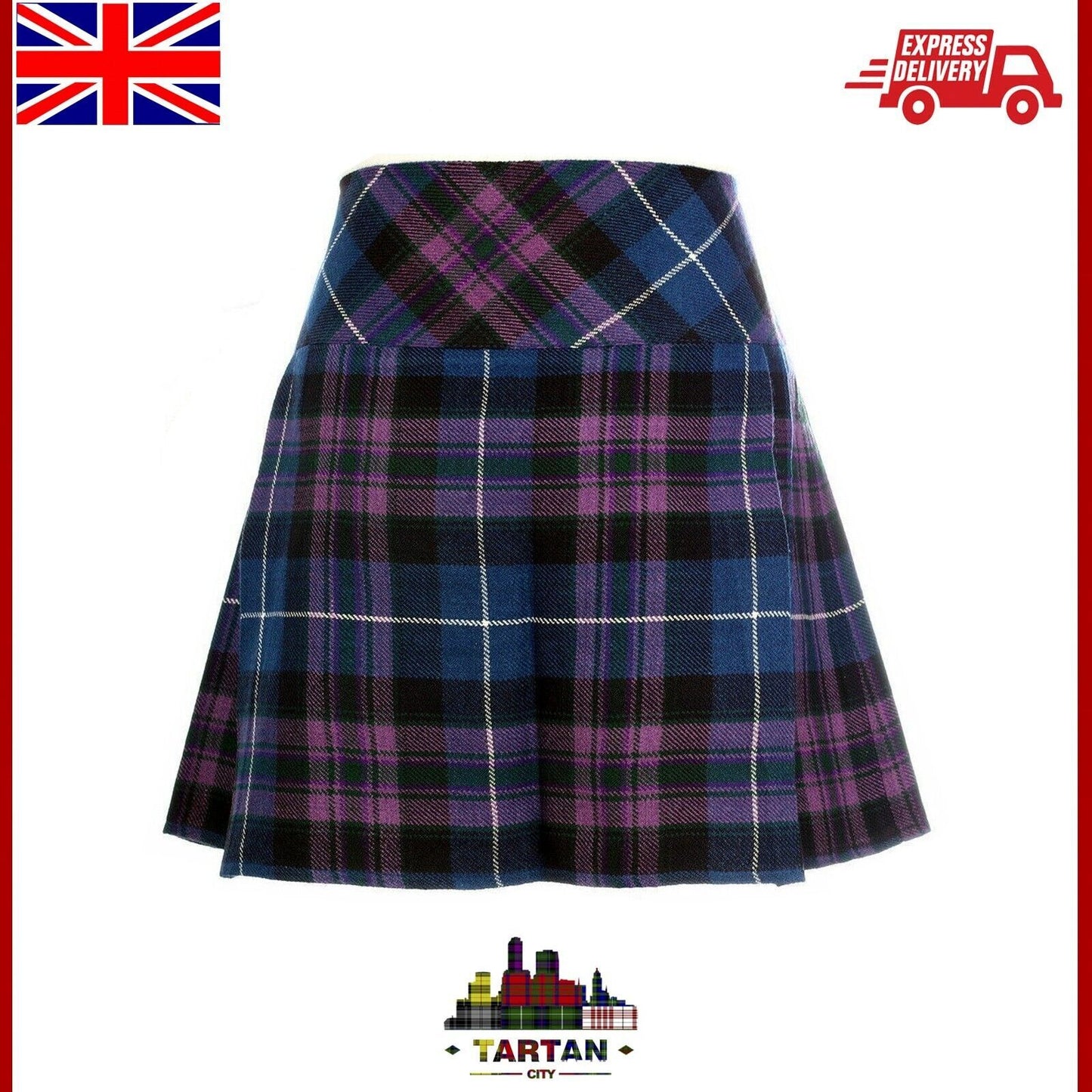 Ladies Billie Kilt Mini Skirt Free kilt Pin Sizes 6-22UK Pride of Scotland