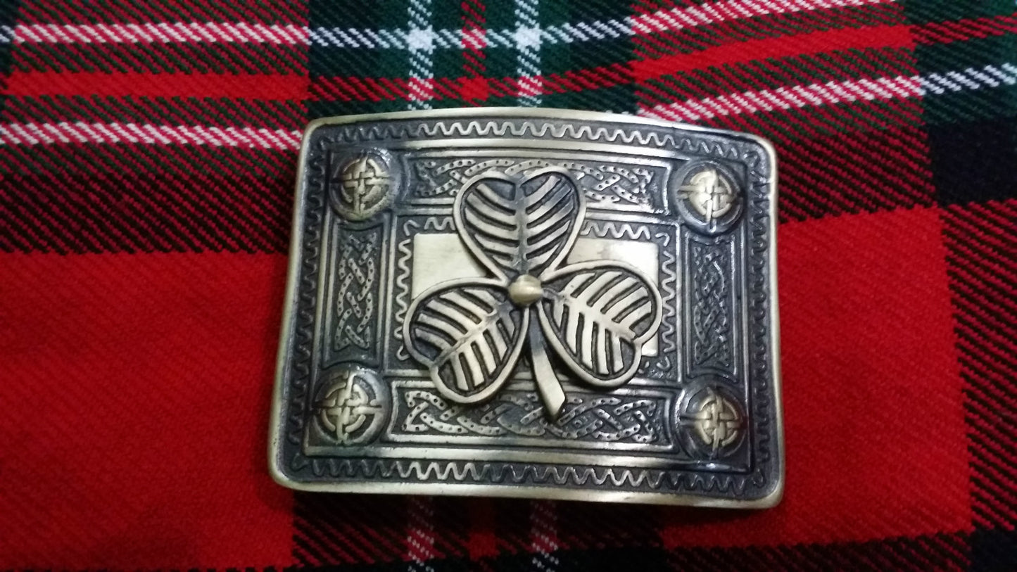 TC Men’s Kilt Belt Buckle Celtic Knot Work Antique/kilt Buckle Irish Shamrock