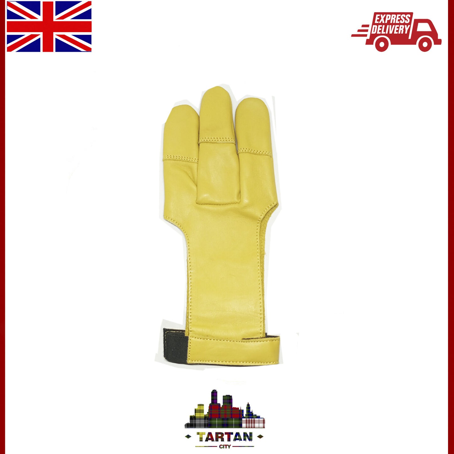 Archery Shooting Glove - Leather Hunting Gloves 3 Finger Bow Hunter gloves XS-XL