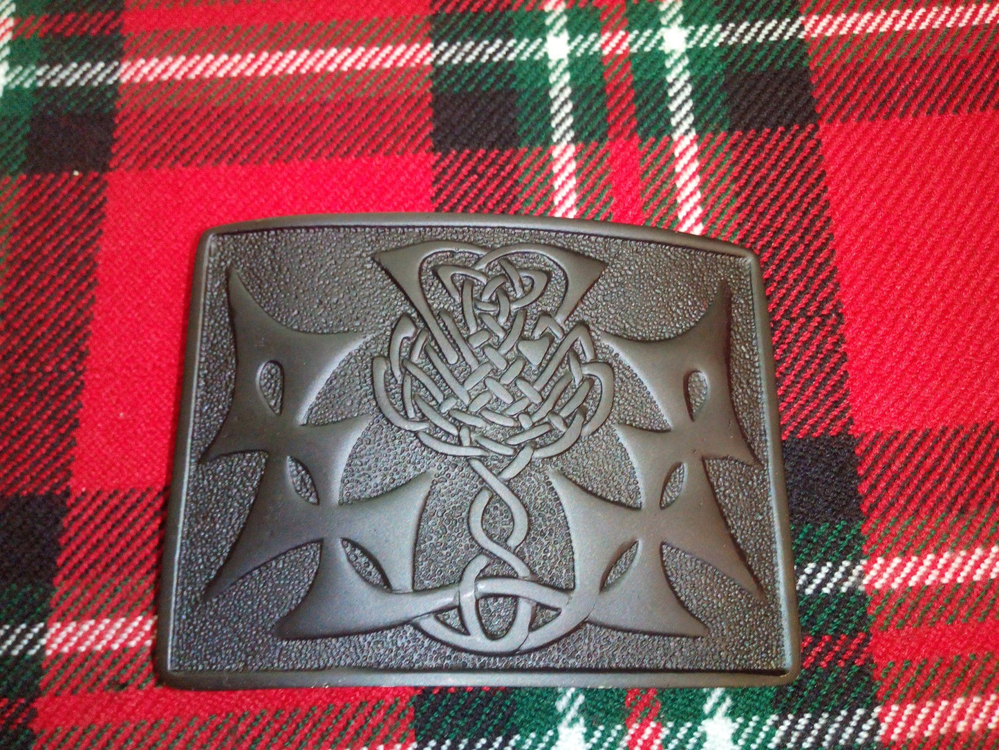 TC Men’s Kilt Belt Buckle Jet Black Finish Saltire Lion Rampant,Thistle Knot