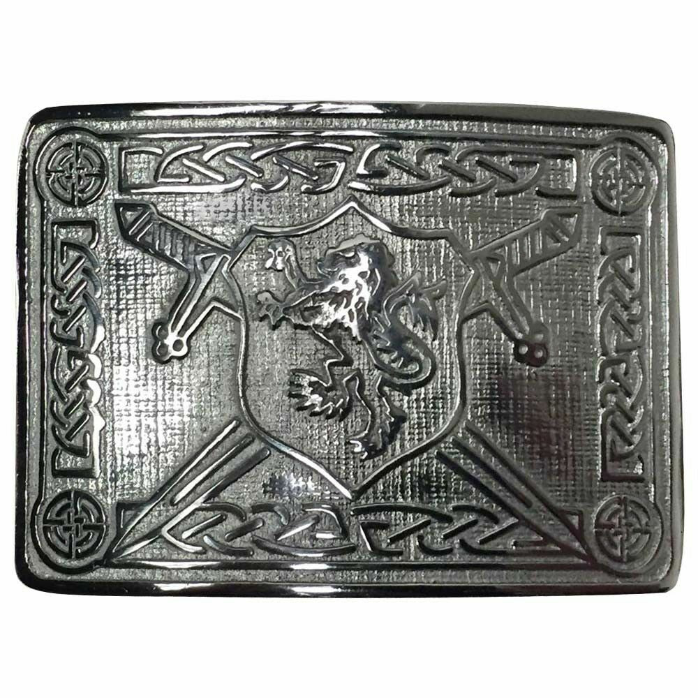 Mens Scottish Kilt Belt Buckle Rampant Lion Antique/Chrome Finish kilt Pin Socks
