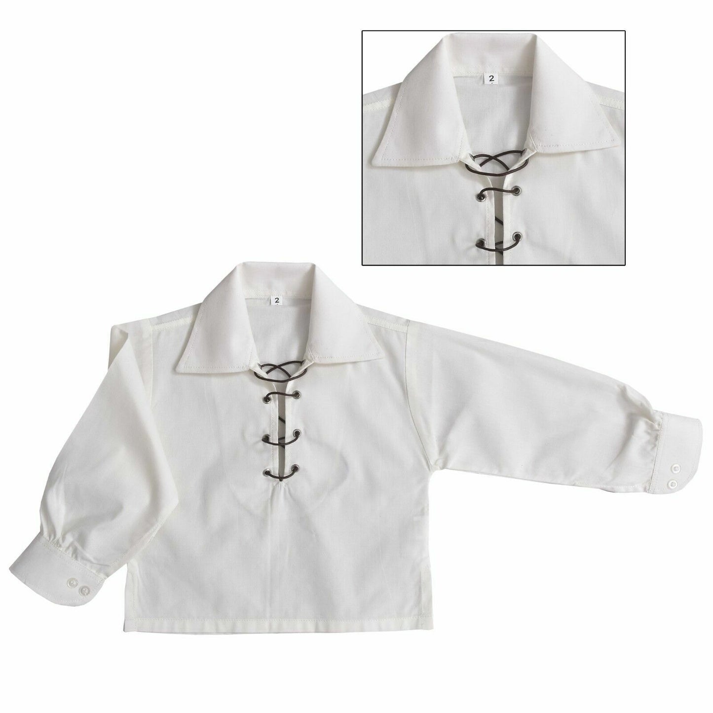NEW CHILDREN'S DELUXE GHILLIE SHIRT Kids Boys ghillie SHIRT-WHITE,CREAM/BLACK-TC