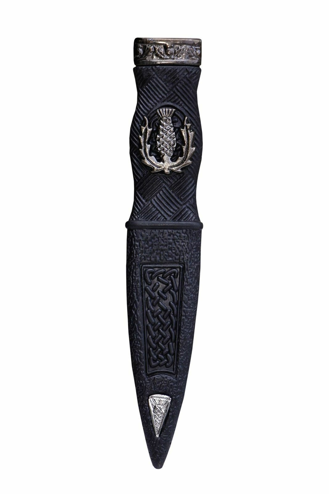 KILT WEAR SAFETY SGIAN DUBH DUMMY PEWTER MOUNT THISTLE DESIGN ANTIQUE