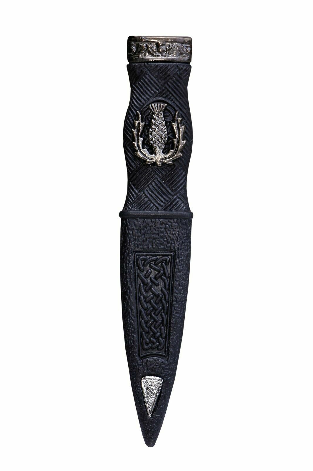 KILT HIGHLANDWEAR SAFETY SGIAN DUBH DUMMY PEWTER MOUNT THISTLE DESIGN ANTIQUE-Tc