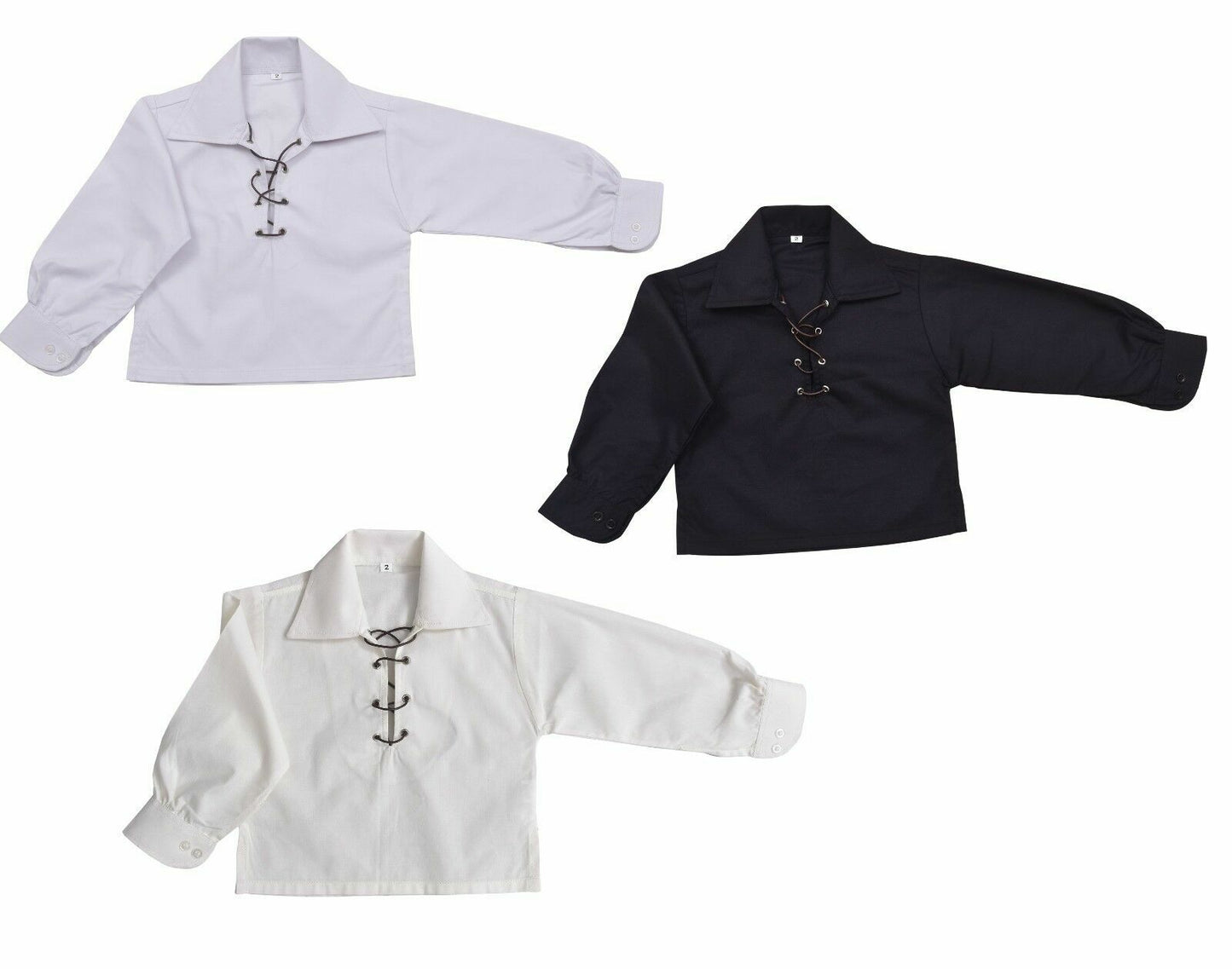 NEW CHILDREN'S DELUXE GHILLIE SHIRT Kids Boys ghillie SHIRT-WHITE,CREAM/BLACK-TC