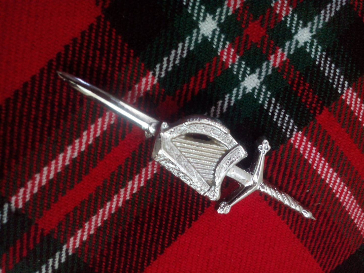New Scottish Kilt Pin Celtic Irish Harp Chrome Finish/scottish Highland kilt pin