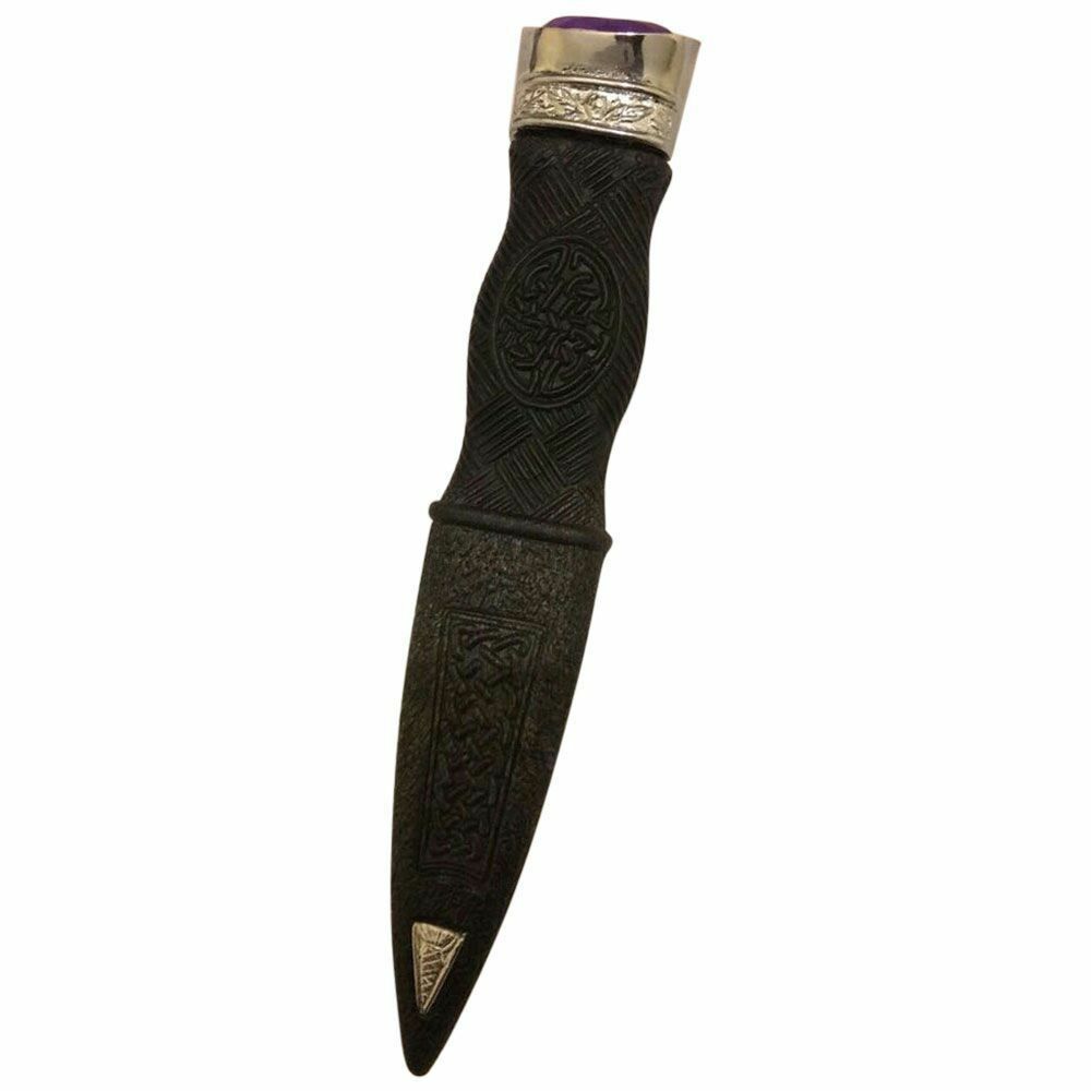 TC Kilt Safety Sgian Dubh Antique Dummy Pewter Mount with Purple Stone