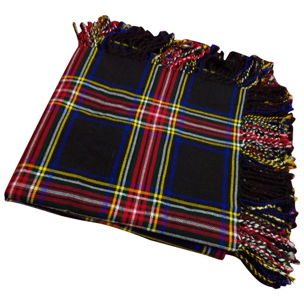 Men’s Kilt Fly Plaids Black Stewart Tartan 48"X 48"/black stewart Plaid