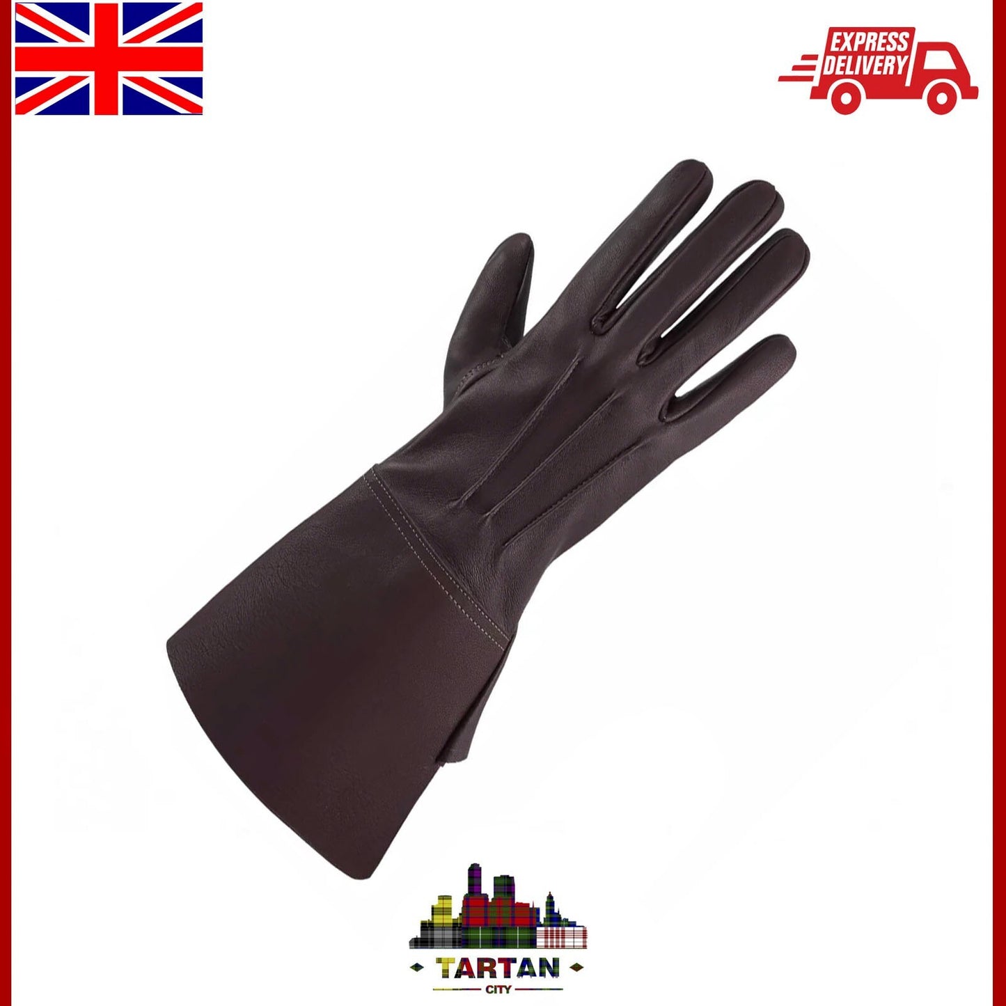 Leather Gloves Men Long Cuff Gauntlet Style for Piper Drummer Outfit