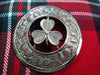 Scottish kilt Fly Plaid Brooch Irish Shamrock Chrome Finish/Irish Shamrock kilt