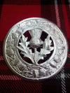 Scottish Kilt Fly Plaid Brooch Thistle Crest Silver Plated/fly plaid Brooche