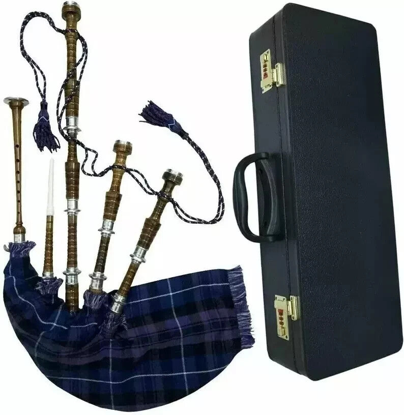 TC Full Size Scottish Great Professional Brown Bagpipe Rosewood Silver Mounts