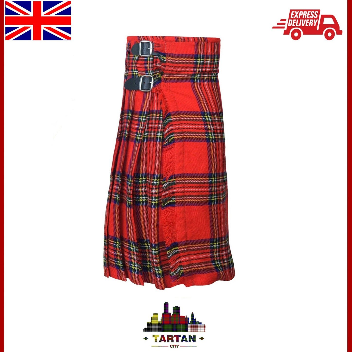 Highlander Clothing: Authentic Royal Stewart 5-Yard Tartan Kilt by Tartancity