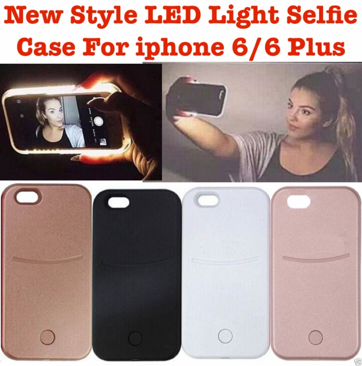 LATEST LME STYLE LED Light Up Selfie Phone Case for Apple iPhone 5s 6 6s 6 Plus