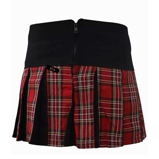 Women's Hybrid Utility Kilt – Red Tartan with Leather Accents