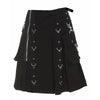 Black Jeans Utility Kilt with D-Rings, Straps & Cargo Pockets – Street-Ready, Tactical Style