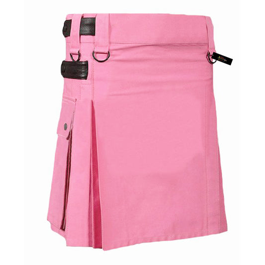 Pink Denim Utility Kilt for Men – Bold, Rugged & Stylish
