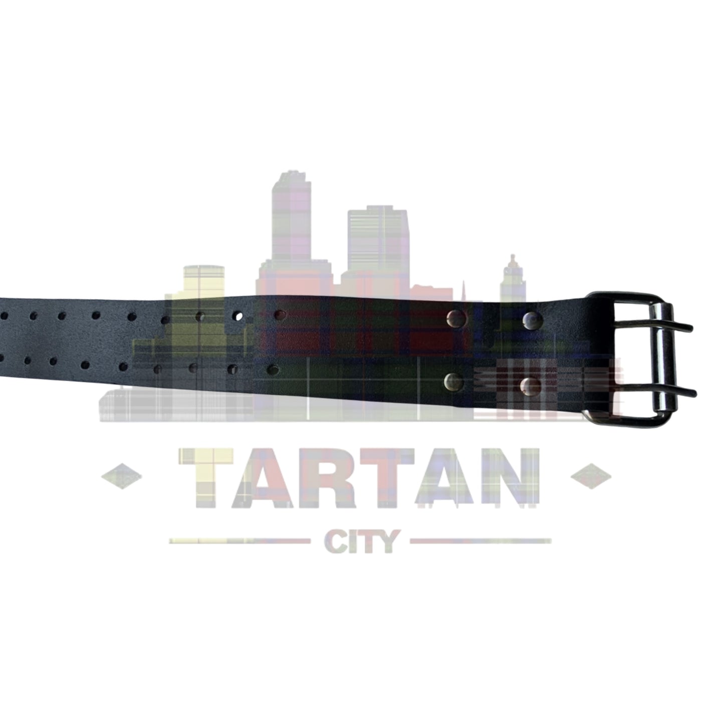 Black Leather Kilt Belt for Men – Double Prong Buckle – Genuine Leather Highland Belt for Kilts