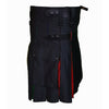 Men’s Black Hybrid Utility Kilt – Blended with Green & Red Fabric