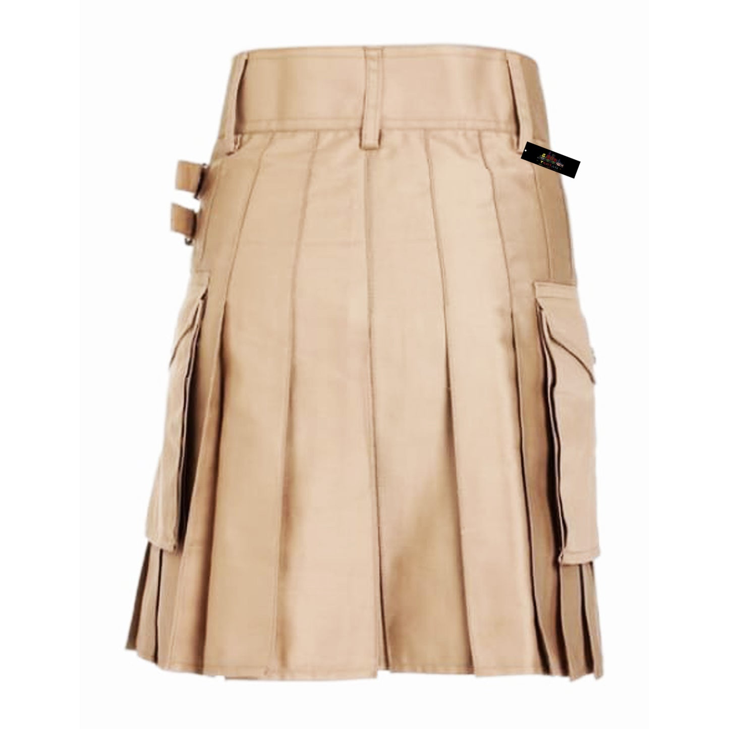 Men’s Light Brown Leather Utility Kilt – Rugged Style with a Refined Edge